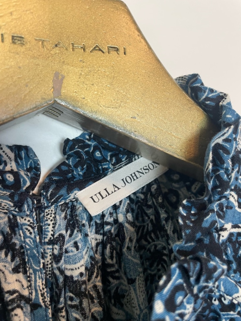 ULLA JOHNSON Kasim Midnight Floral Cotton Ruffle India Dress \\ 0 - Picture 5 of 11